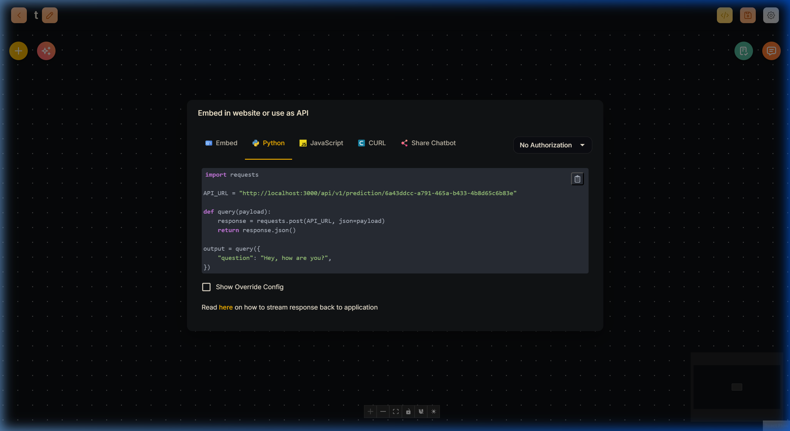 API Configuration Dialog