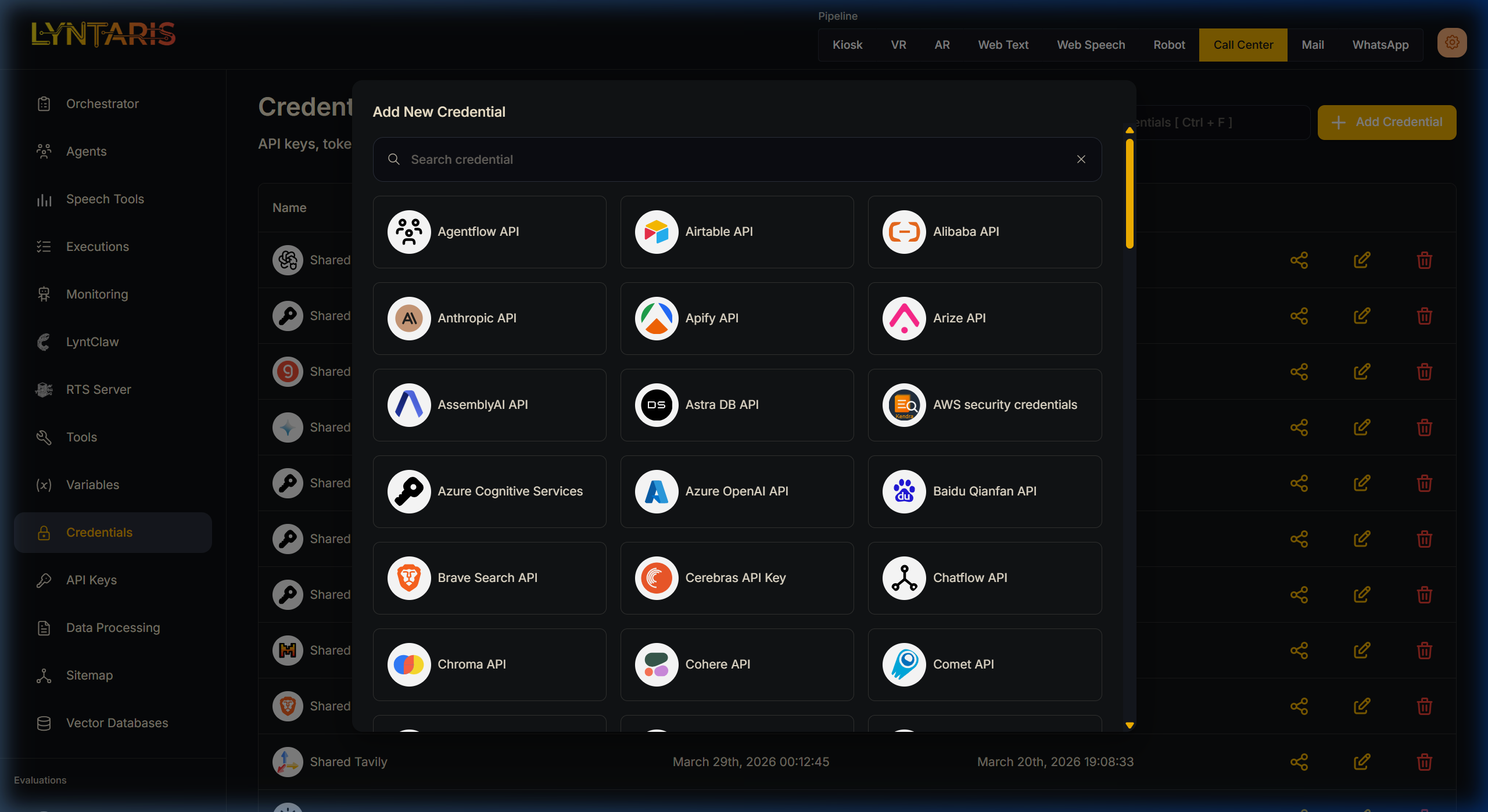Credentials Provider Grid