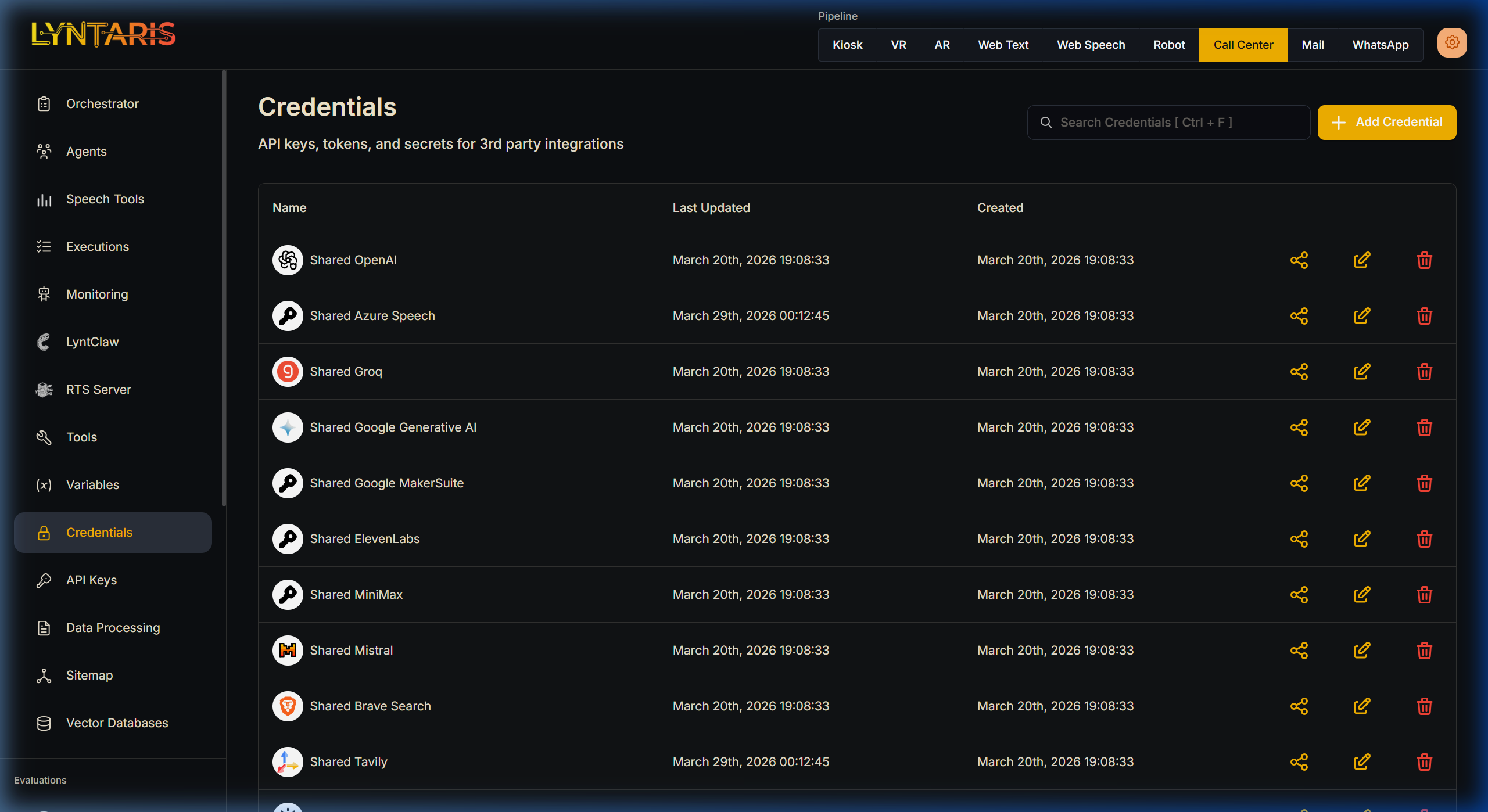 Credentials Interface