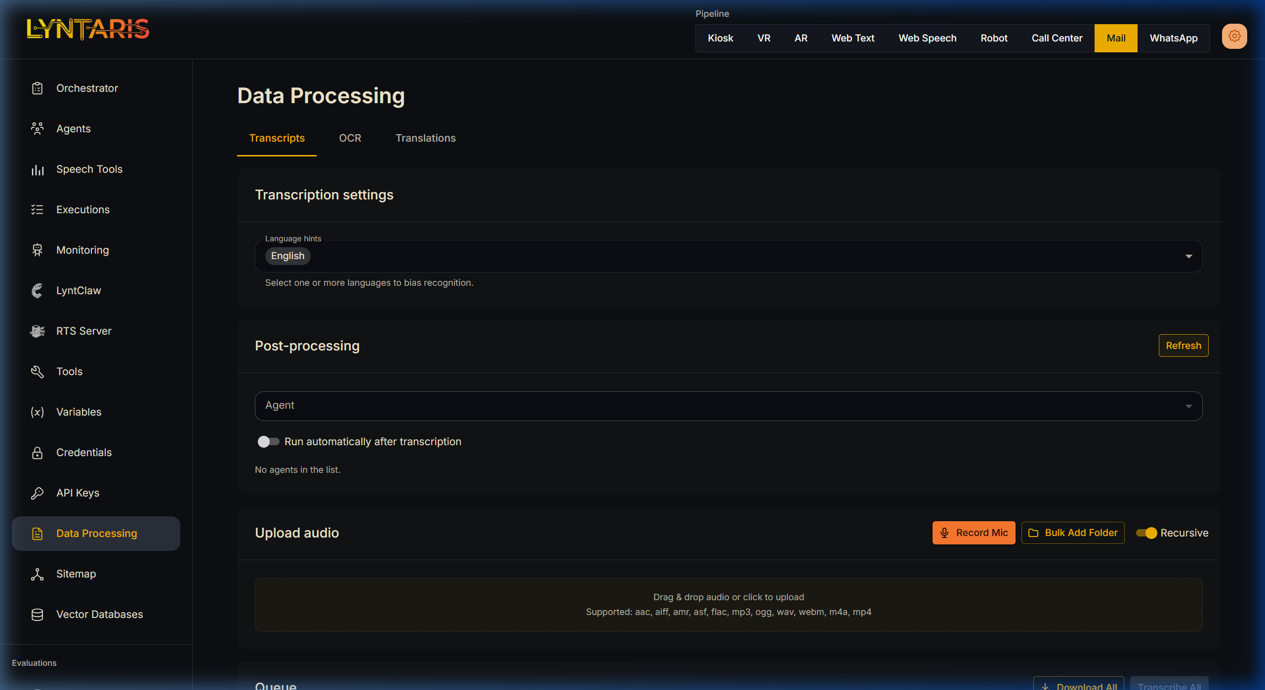 Agent Post Processing Workflow