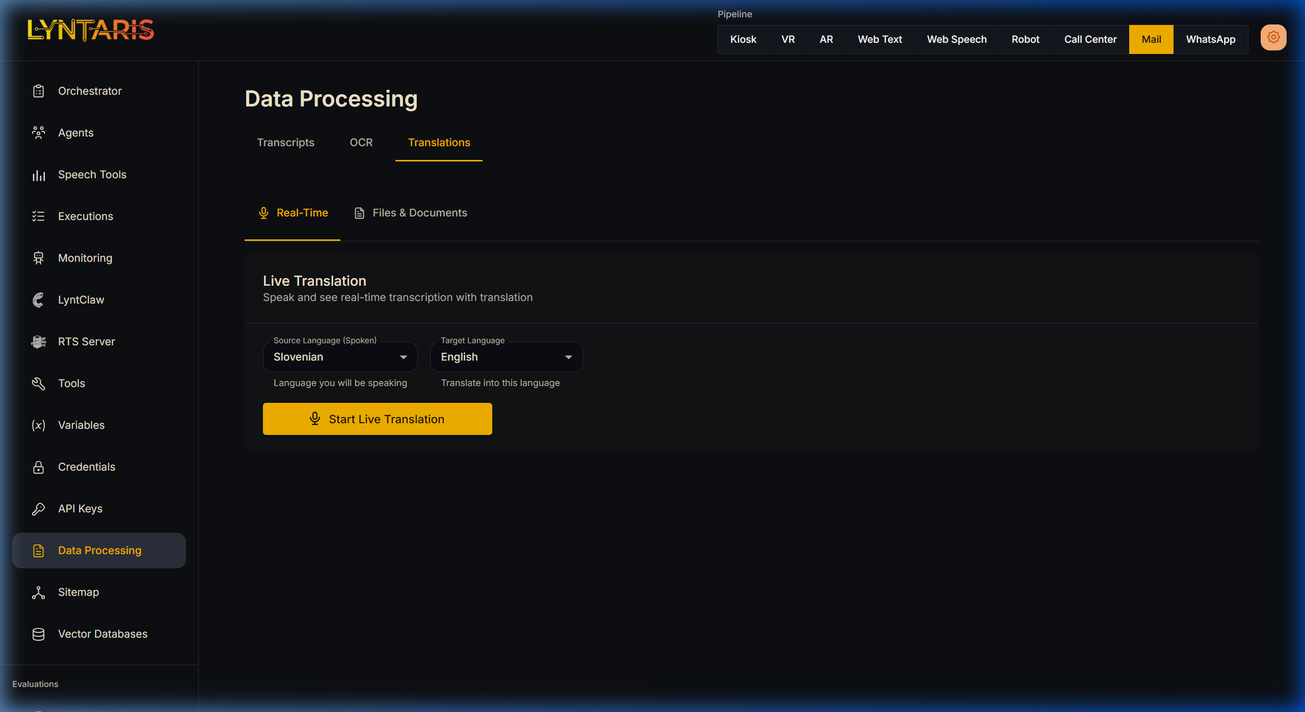Lyntaris Translations Interface