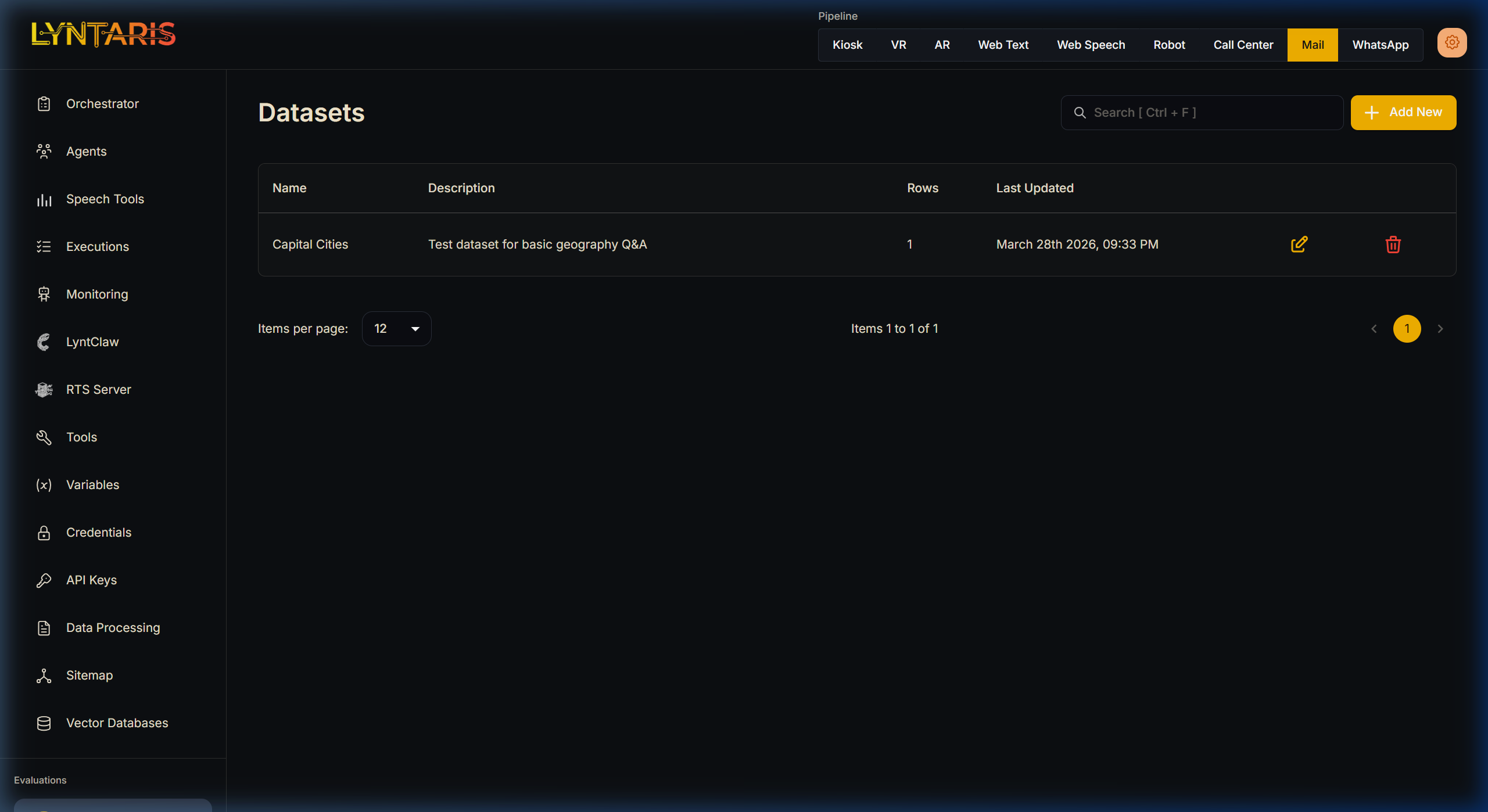 Lyntaris Datasets View