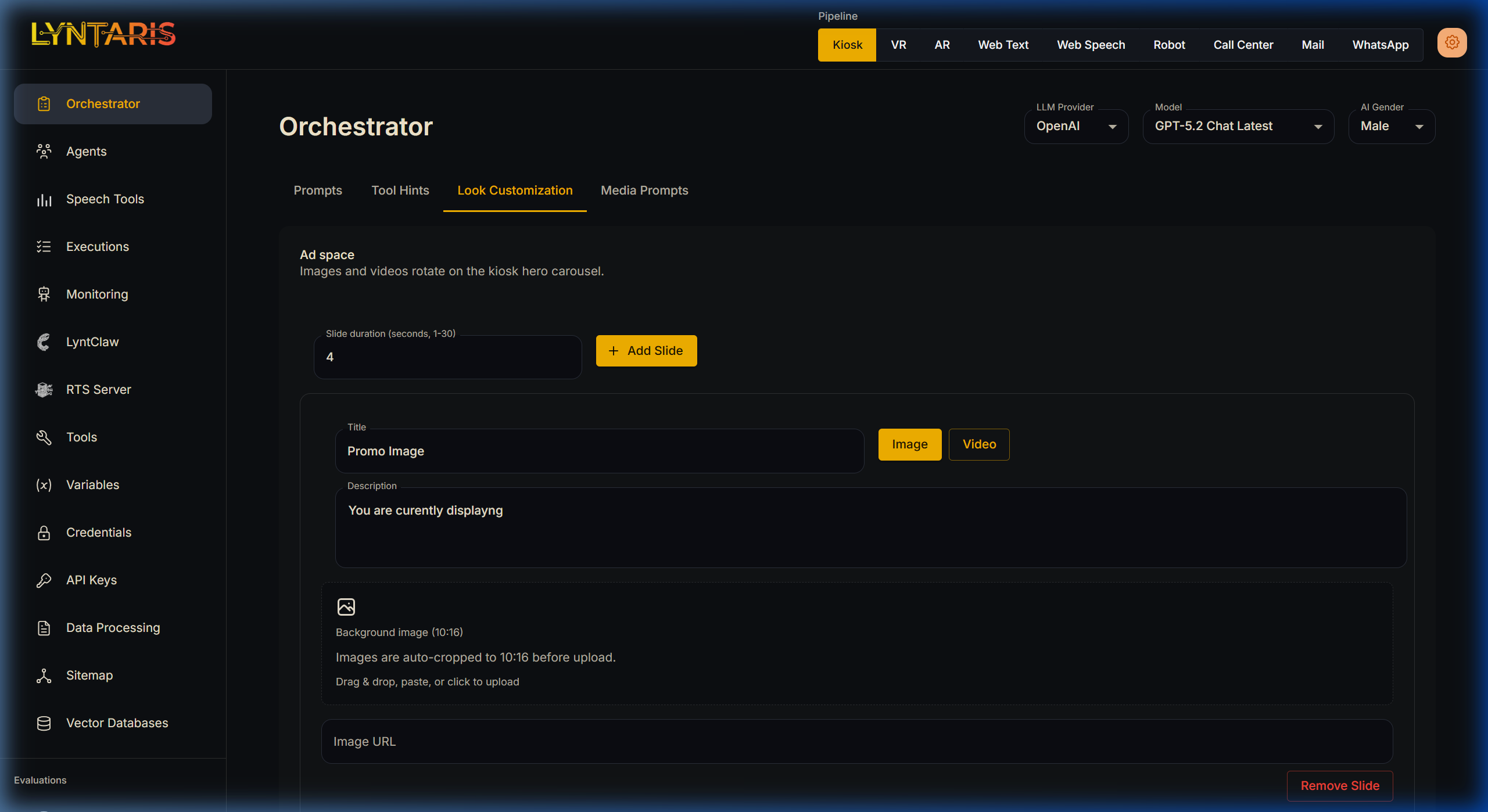 Orchestrator Look Customization Interface