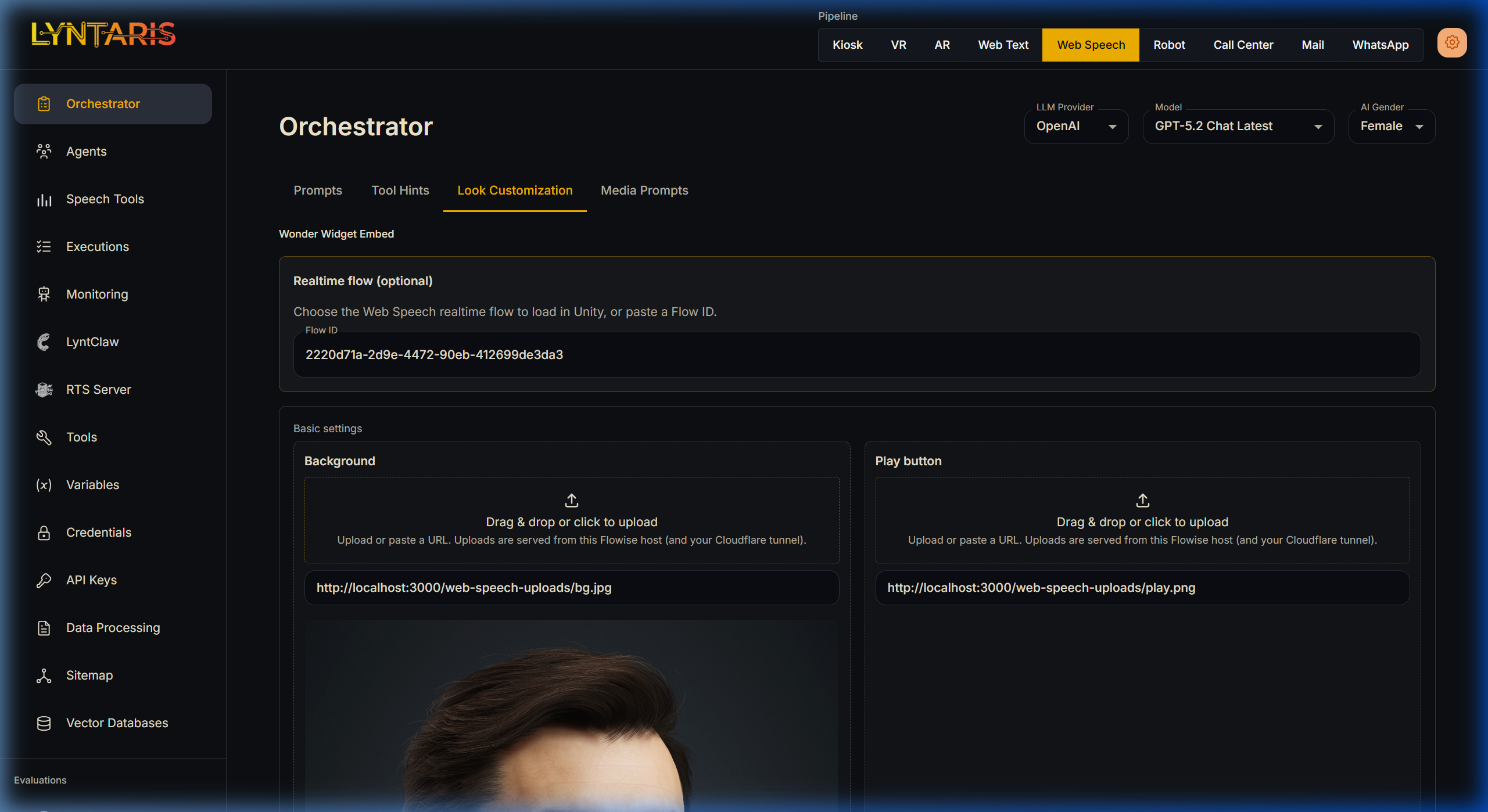 Orchestrator Web Speech Interface