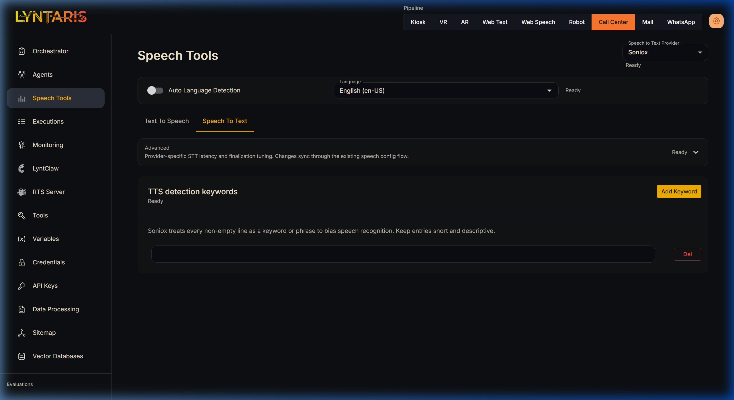 Speech Tools STT Interface