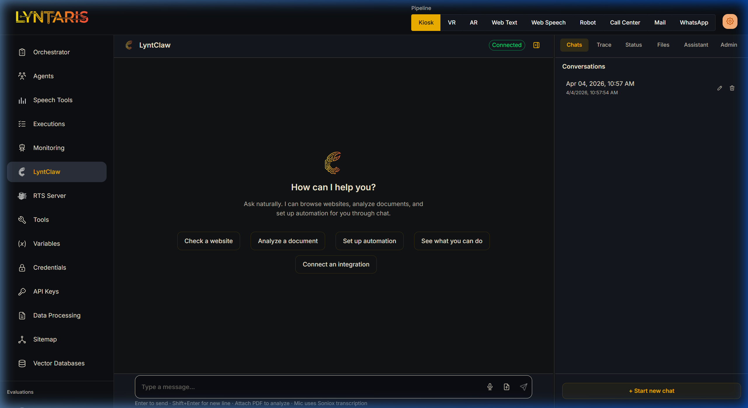 LyntClaw Main Chat Interface