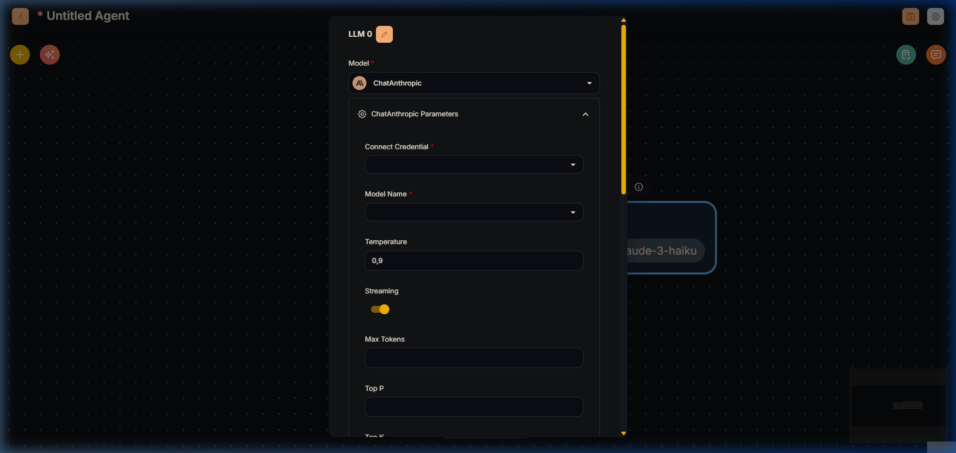 ChatAnthropic Node configuration