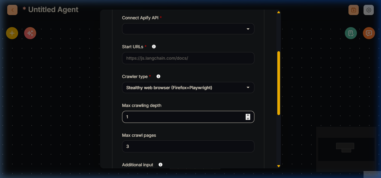 Apify Website Content Crawler Node in Agentflow V2