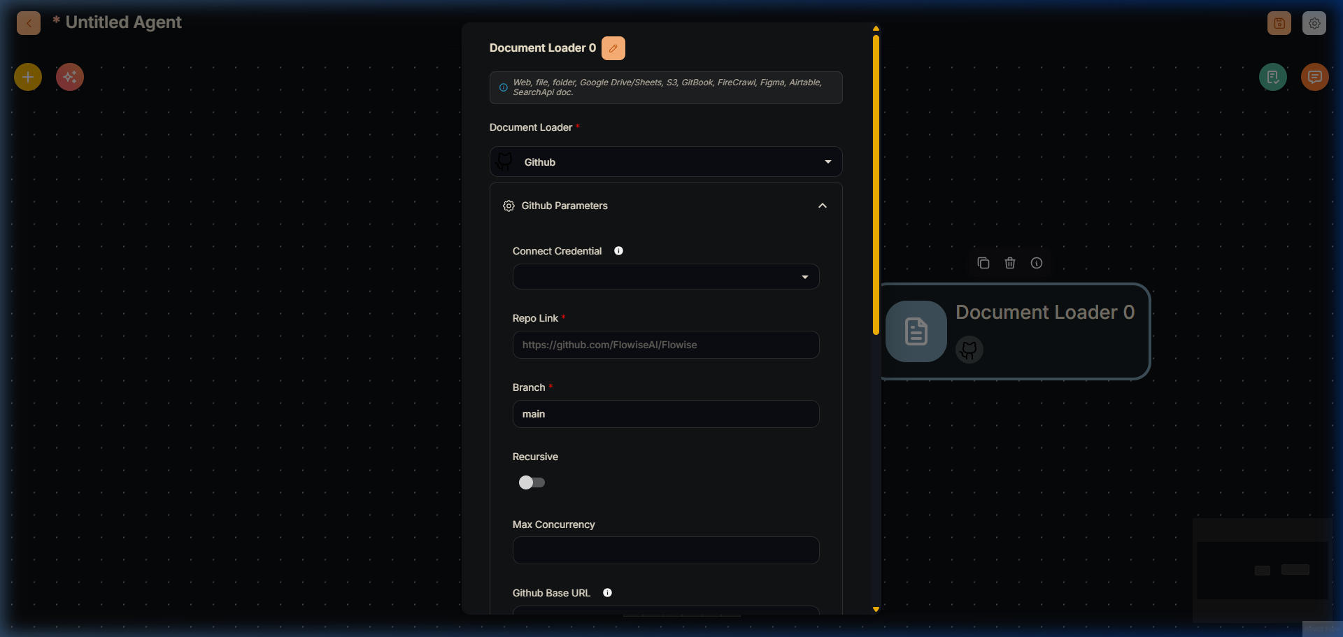 Github Loader Node in Agentflow V2