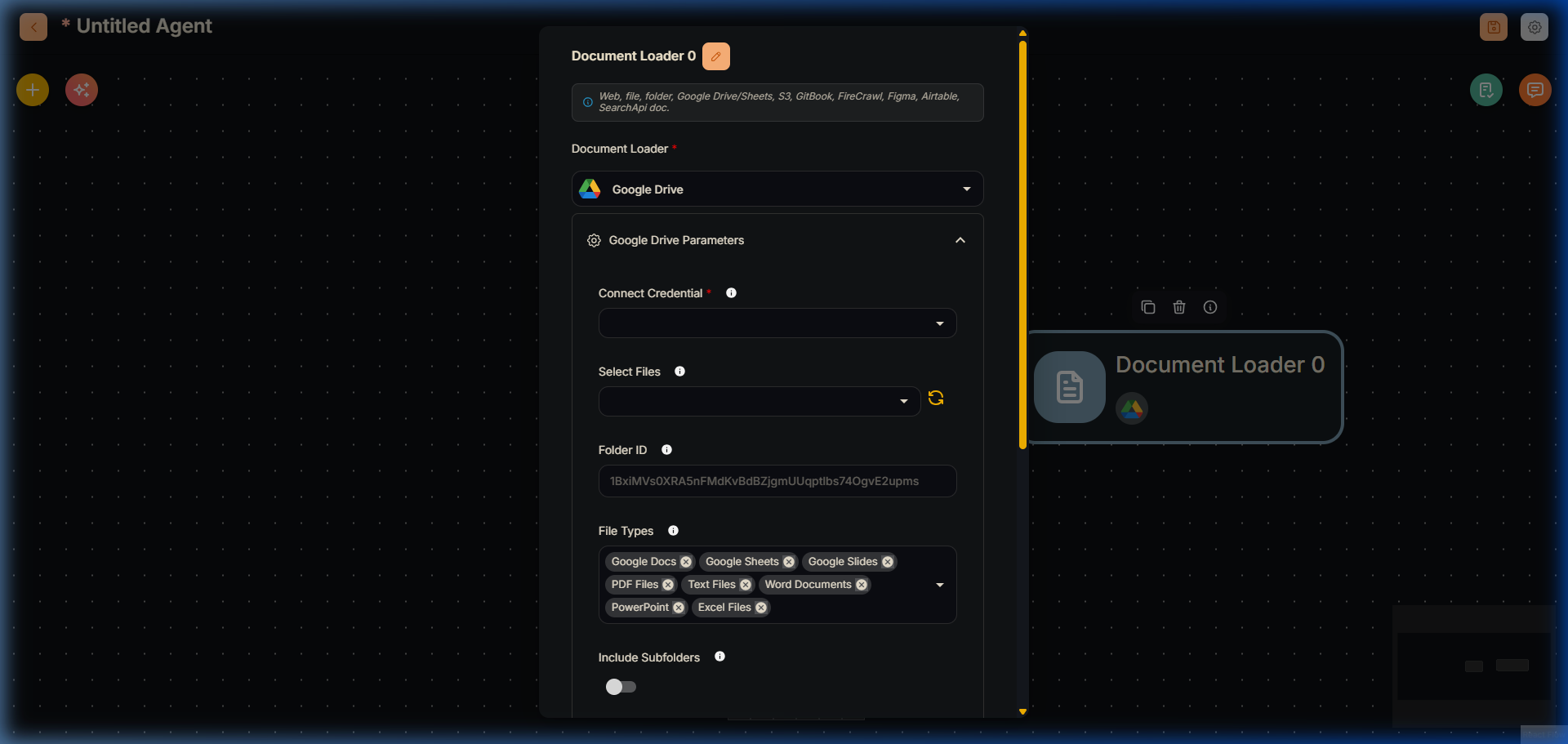 Google Drive Loader Node in Agentflow V2