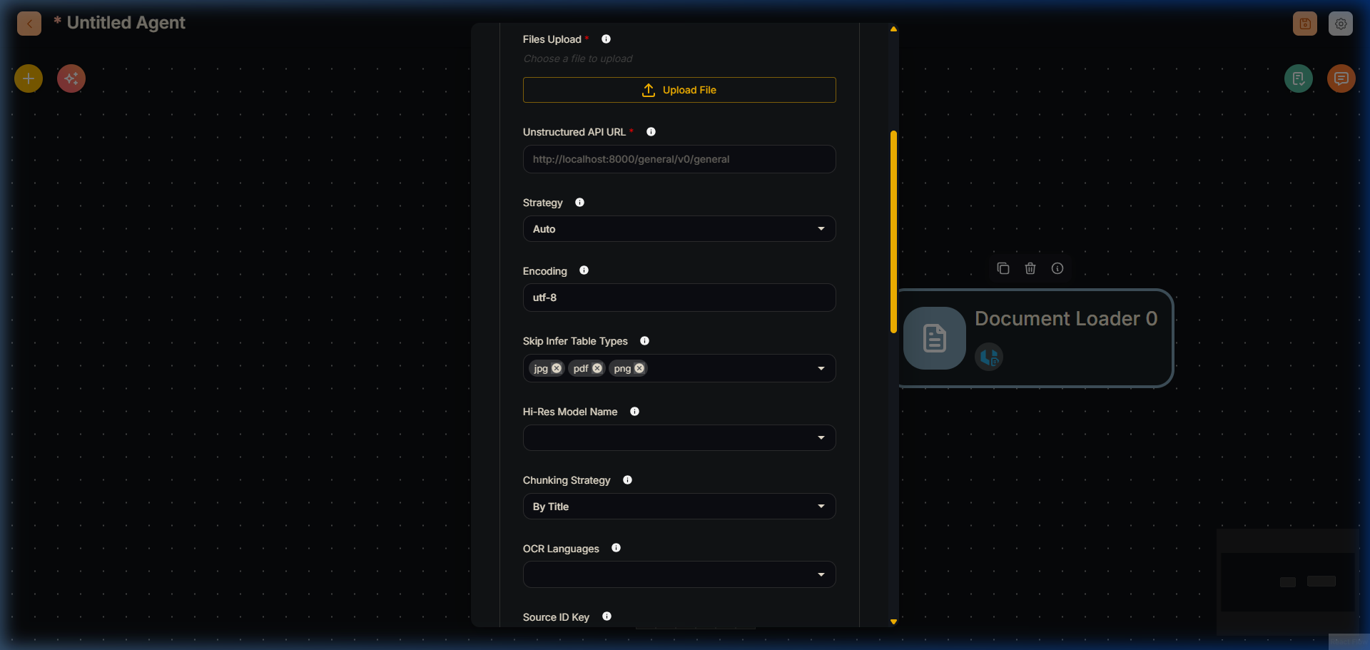 Unstructured File Loader Node in Agentflow V2