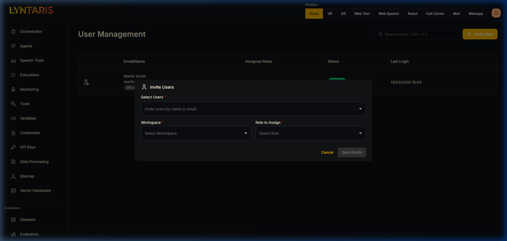 Invite User Dialog